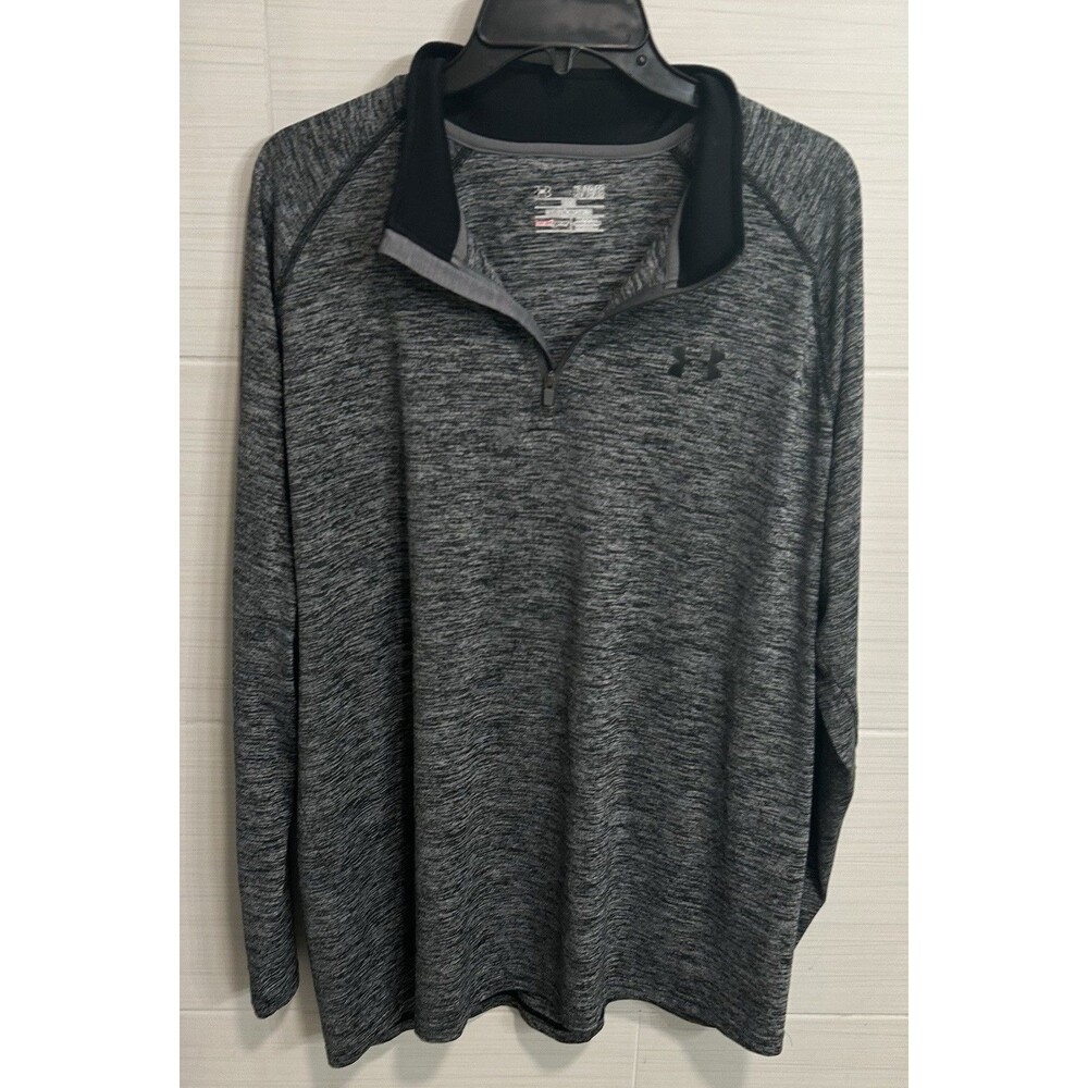 Under Armour Pullover Black Charcoal Heatgear Quarter Zip XL, Loose Athletic Gym